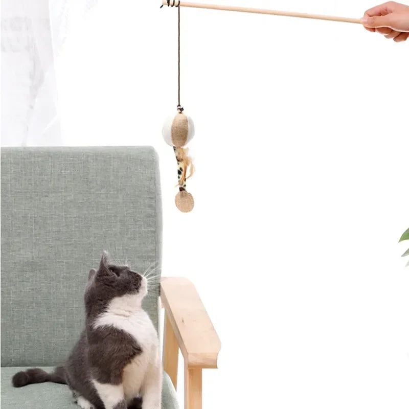 Interactive Feather Cat Wand Toy